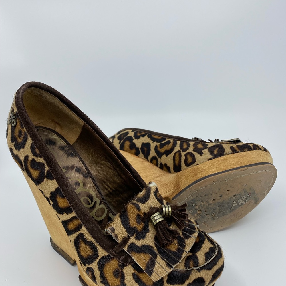 SAM EDELMAN Wesley Brahma Calf Hair Leopard Wedge Platform  
Size: 8M - Picture 7 of 10